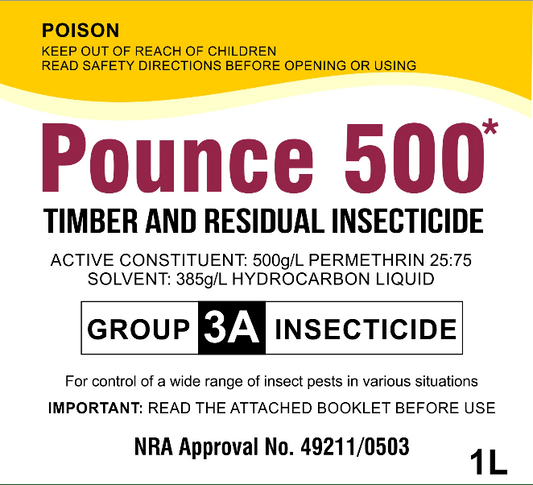 POUNCE 500 EC | Permethrin | Timber and Residual Insecticide 1 liter